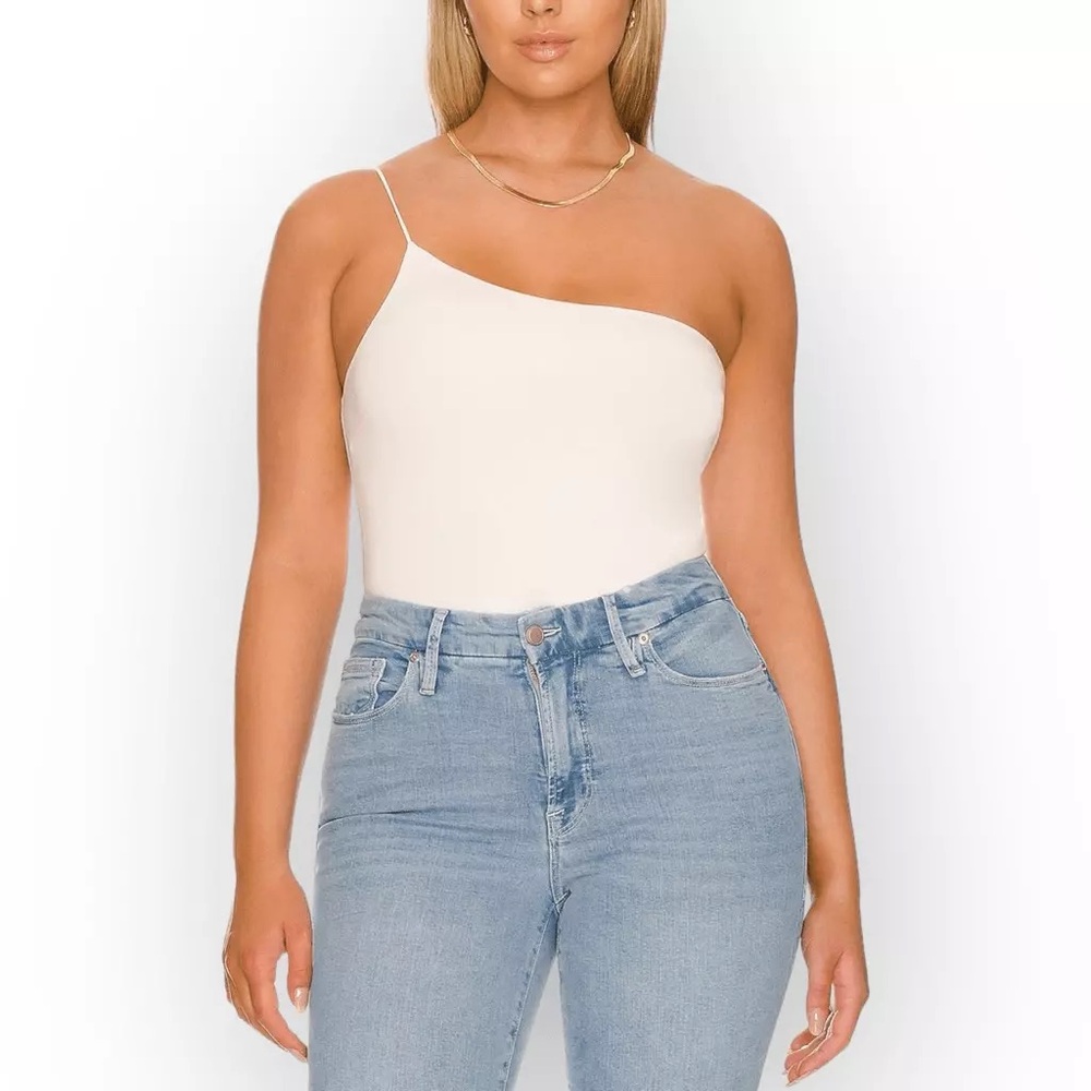Good American One-Shoulder Cream Bodysuit